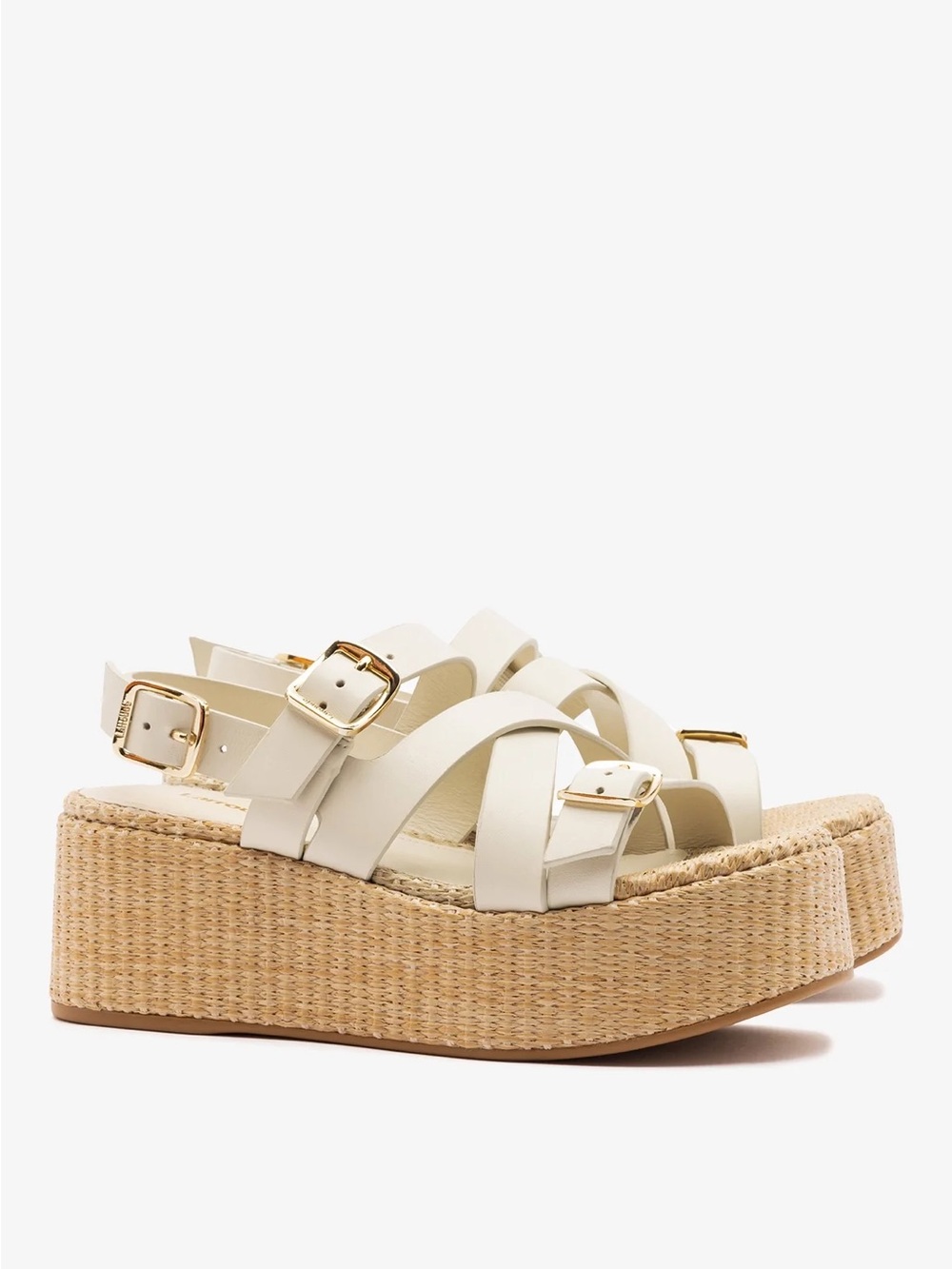 Larroudé Size 7 Patti Flatform Sandals – Ivory Leather 🤍